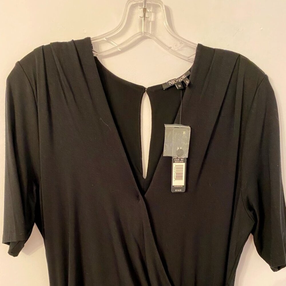 NIC+ZOE FLATTERING BLACK V-NECK JUMPSUIT NEW WITH TAGE
